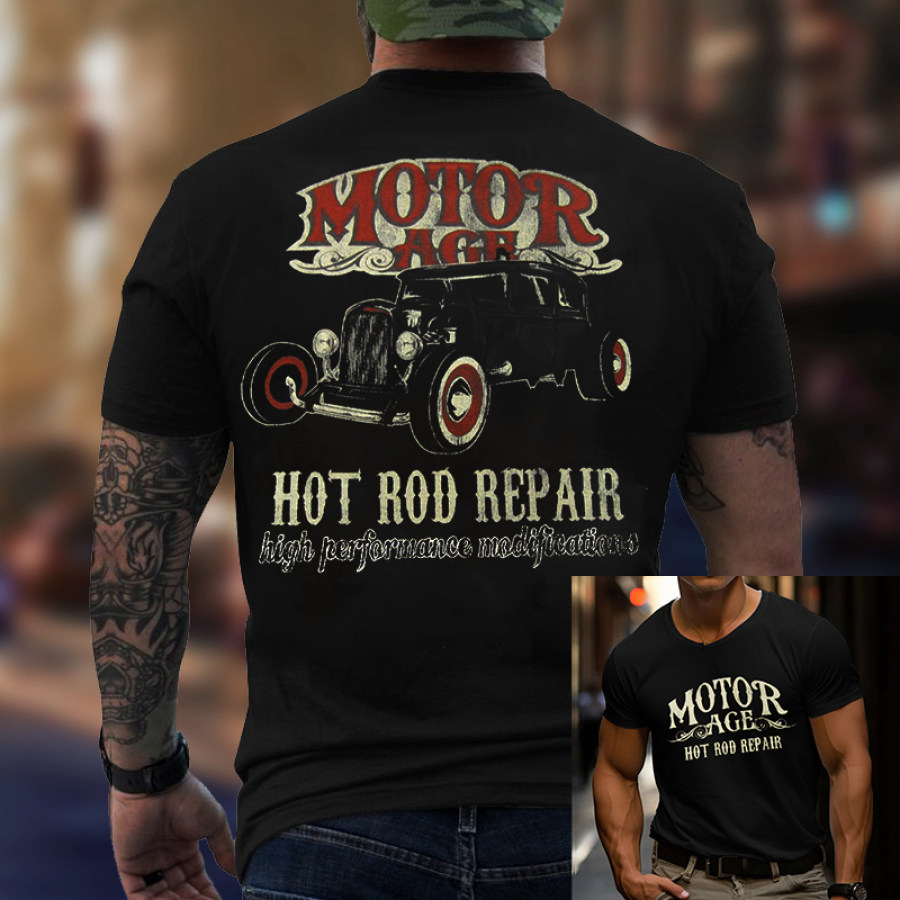 Мужская футболка Motor Age Hot Rod Repair с винтажным принтом