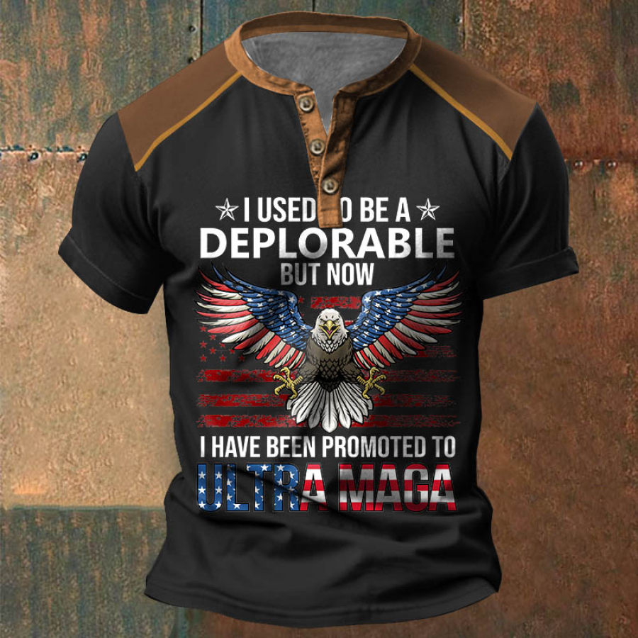 Мужская футболка American Eagle Deplorable Ultra Maga винтажные летние повседневные топы с цветными блоками Henley