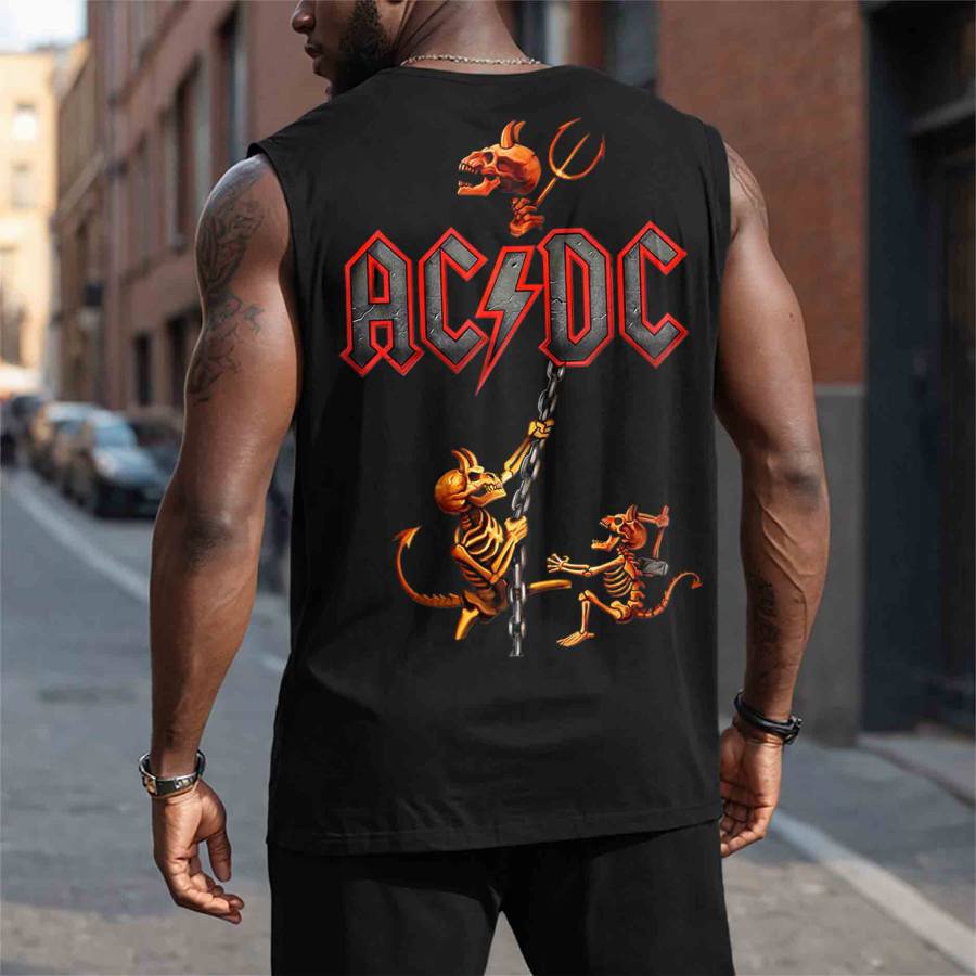 Tank Top  Cotosen Мужская повседневная майка ACDC Rock Band Hells Vest