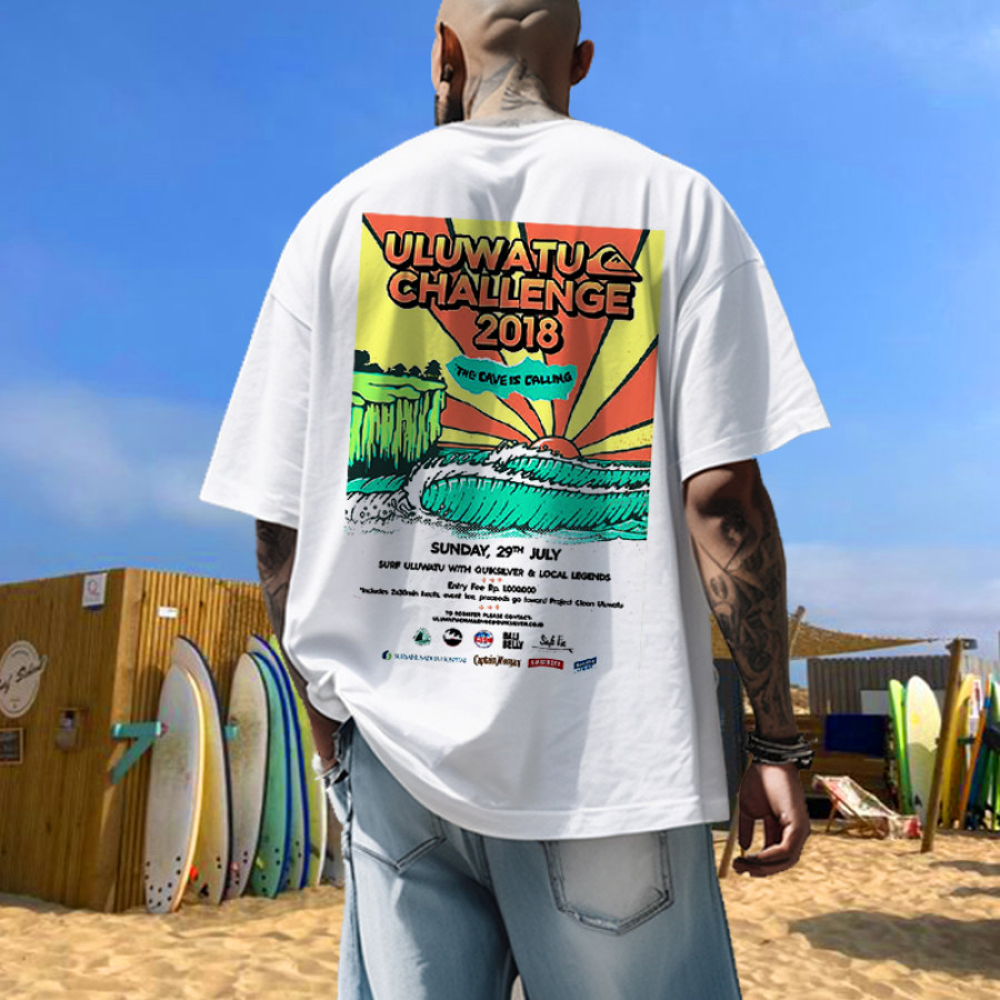 Мужская футболка Quiksilver Surf Vacation с круглым вырезом и короткими рукавами с принтом