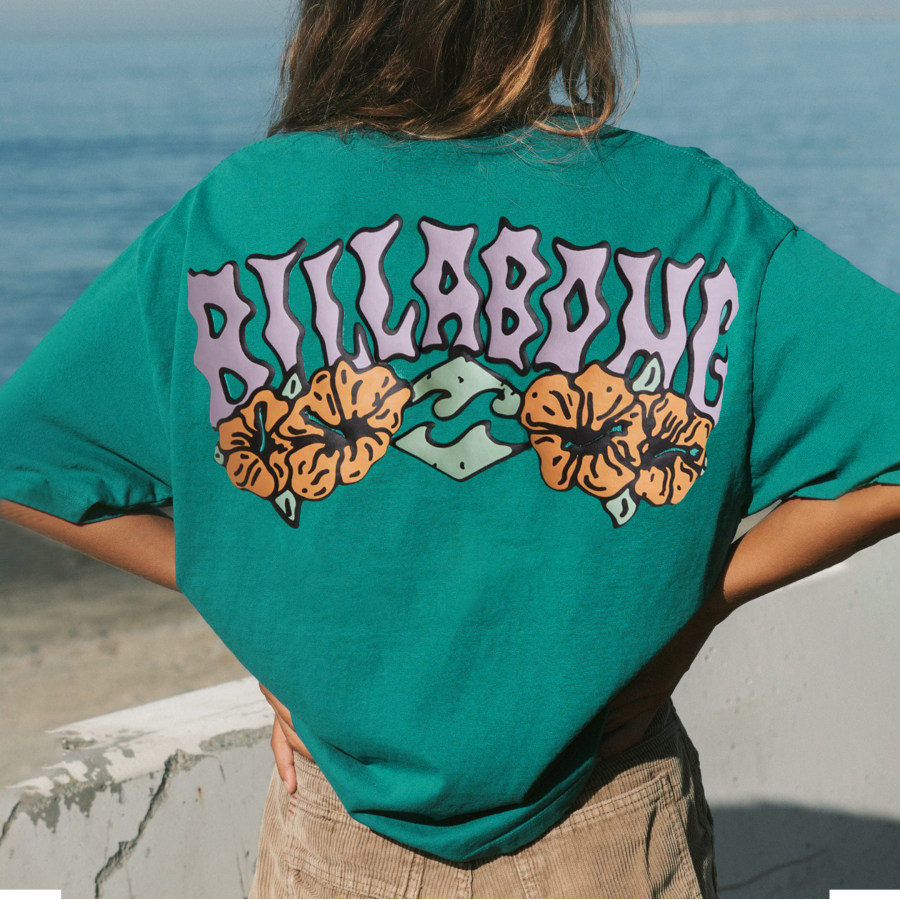 women tops Винтажная футболка Billabong с принтом Surf