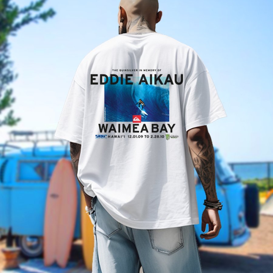 Мужская футболка с круглым вырезом и короткими рукавами с принтом Eddie AIikau Surf Vacation