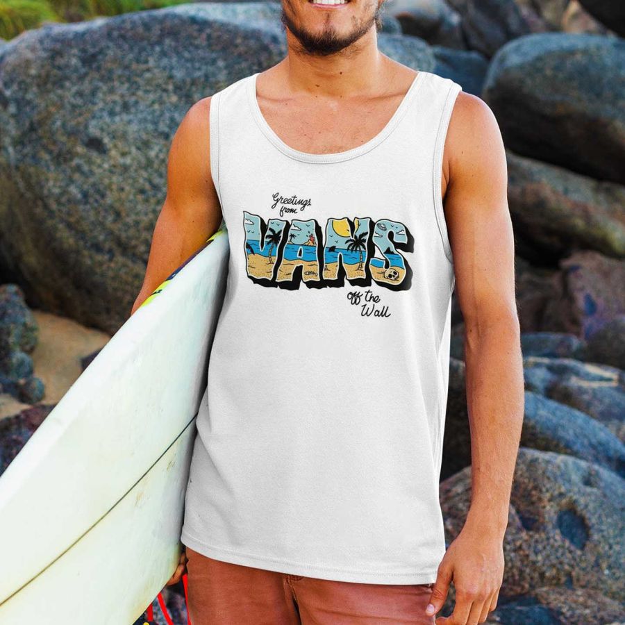 Tank Top  Cotosen Мужская повседневная майка с принтом Vans Off The Wall Surf Hawaii Beach Vacation и принтом