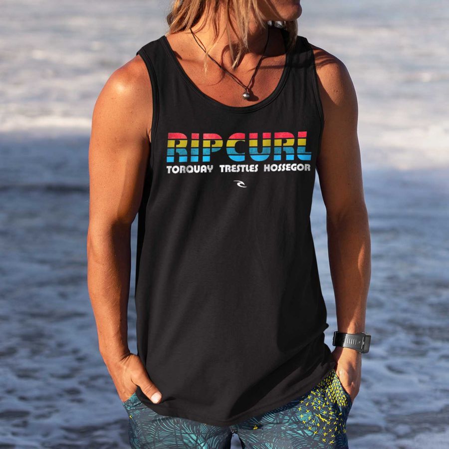 Tank Top  Cotosen Мужская повседневная майка с принтом Rip Curl Surf Hawaii Beach Vacation и принтом