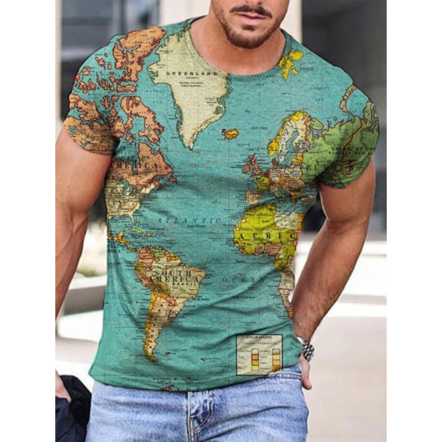 Мужская модная футболка с контрастным цветным принтом