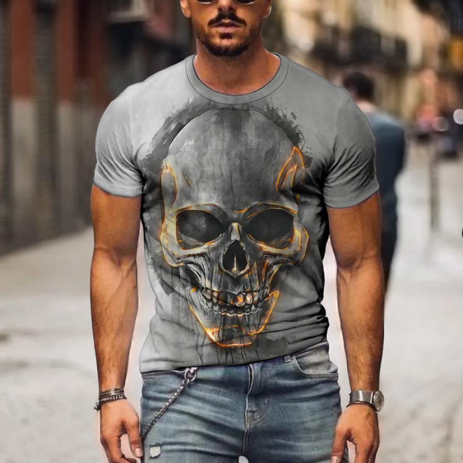 Мужская винтажная футболка с многоэлементным принтом