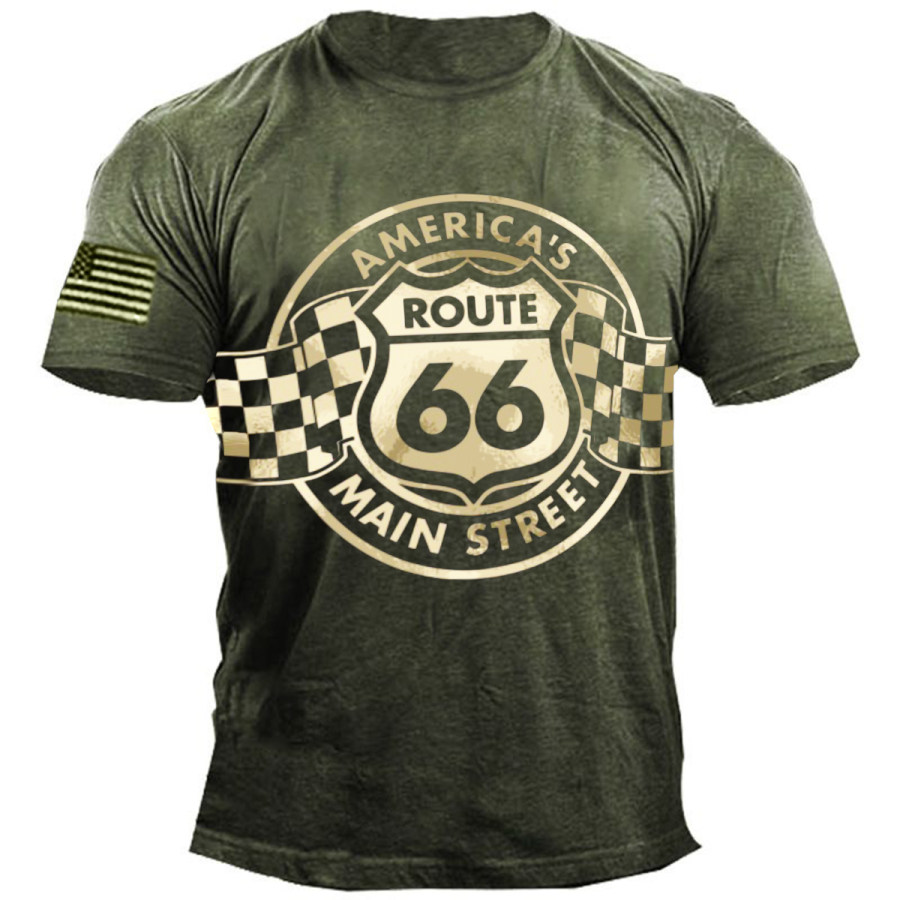 Мужская винтажная футболка с коротким рукавом Route 66