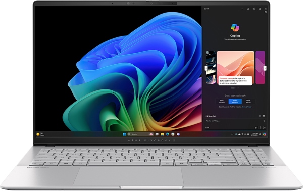 Ноутбук Asus Vivobook S S5507QA-MA013W 15.6" 2880x1620 OLED/Snapdragon X Plus X1P-42-100 hexa 3.4Ghz/16GB/1 TB SSD/noDVD/Int:Adreno Graphics/Cam/BT/WiFi/70WHr//1.42kg/Cool Silver/W11H/алюм корп (90NB14Q2-M00B40)