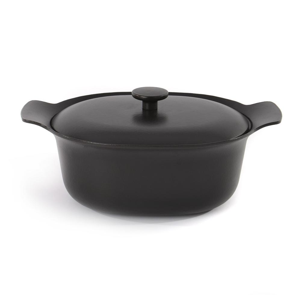 Кастрюля чугунная овальная с крышкой 22*28см 5,2л черная Ron, BergHOFF