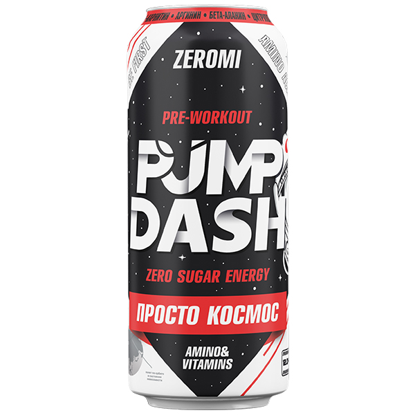 Энергетический напиток Zeromi Pump Dash Просто космос 0,5 литра, ж/б, 12 шт. в уп.
