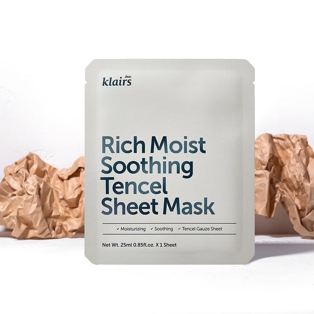 Тканевые Маска для лица тканевая успокаивающая Dear, Klairs Rich Moist Soothing Tencel Sheet Mask
