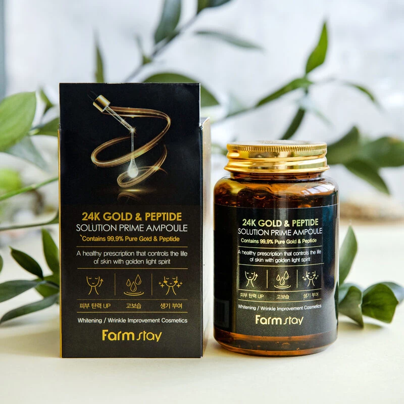 Многофункциональная ампульная сыворотка с золотом и пептидами FarmStay 24K Gold & Peptide Solution Prime Ampoule