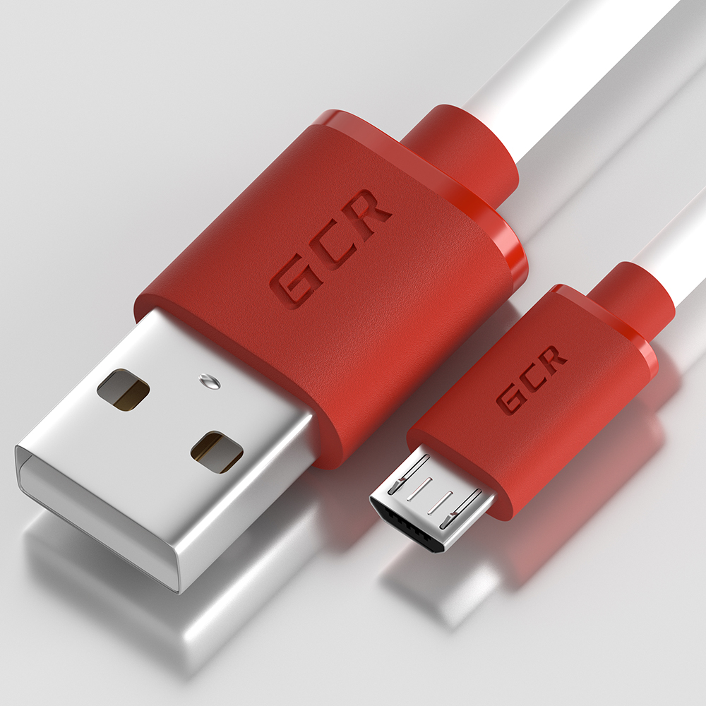  Кабель Greenconnect USB 2.0, AM/microB 5pin, 28/28 AWG, 0.25 м  (белый, красные коннекторы) (GCR-51501- 0,25m)