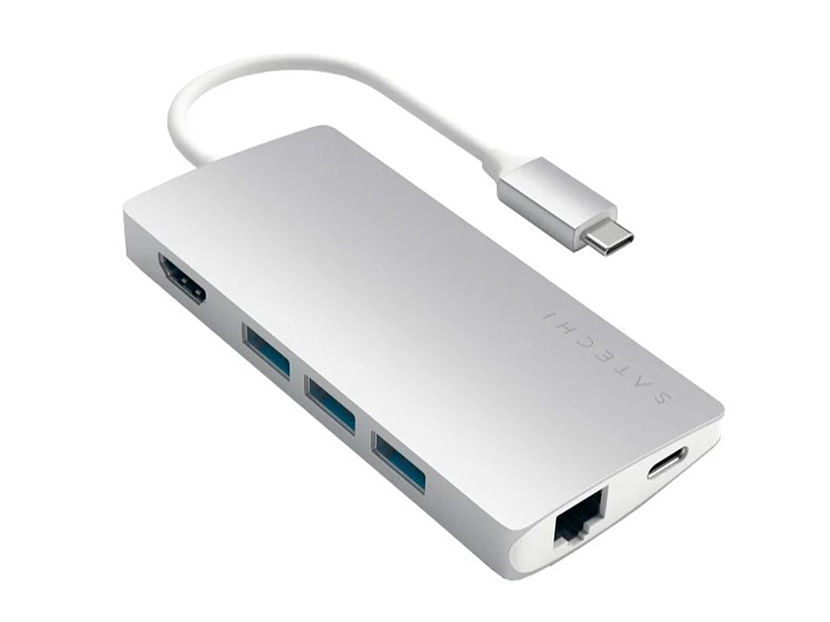 Док-станция Satechi Aluminum Type-C Multi-Port Adapter 4K with Ethernet V2 (3xUSB 3.0, USB Type-C, RJ-45, HDMI, SD, micro-SD), Серебристый ST-TCMA2S