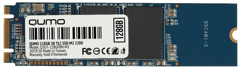  Внутренний SSD-накопитель Qumo Novation 128GB M2 2280, SATA-III, 3D TLC, Черный Q3DT-128GPBN-M2 OEM