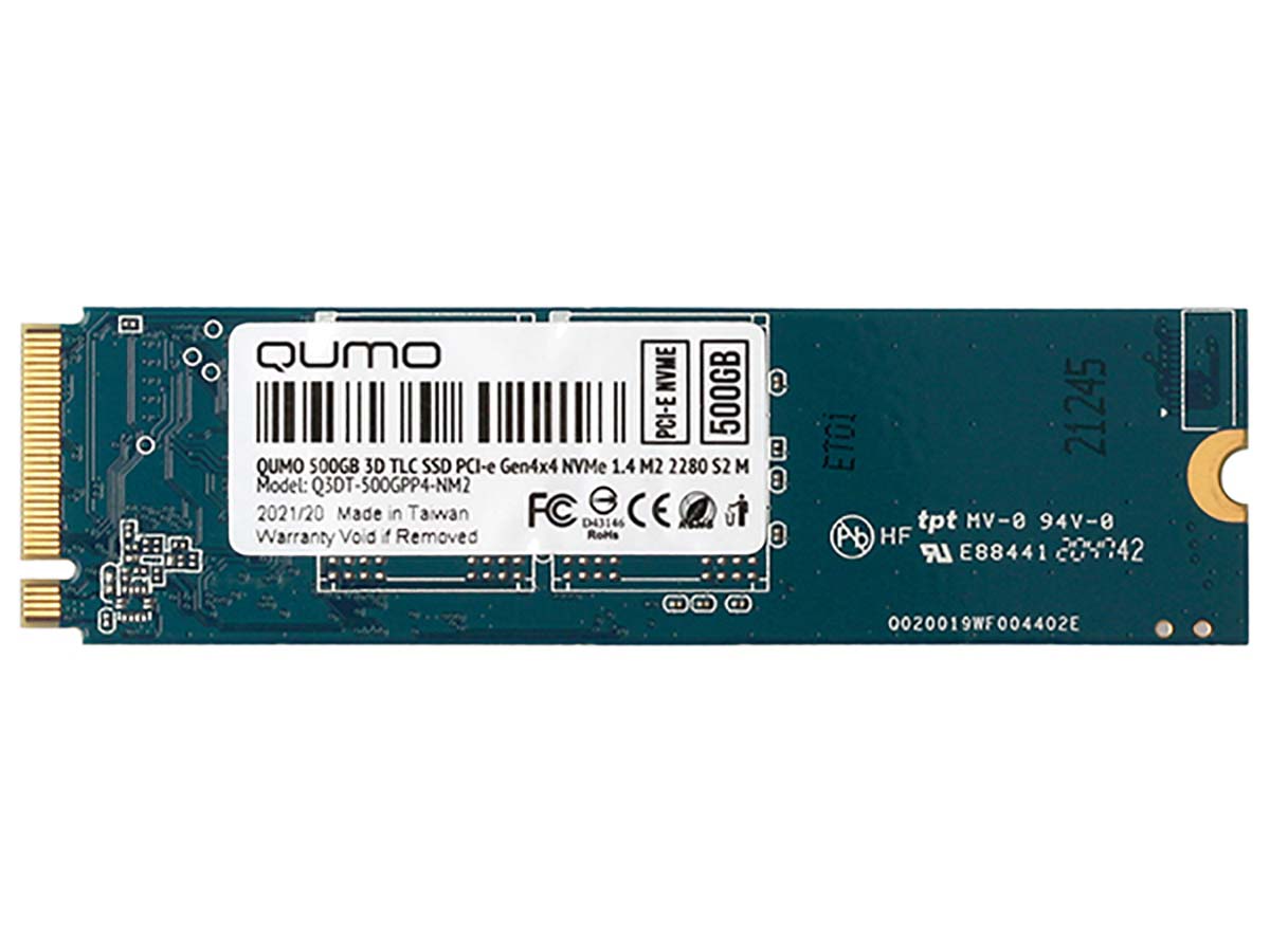   Alt Del Внутренний SSD-накопитель Qumo Novation 500Gb, M.2 2280,  PCIe Gen3 x4, NVMe, 3D TLC, Черный Q3DT-500GPP4-NM2 OEM