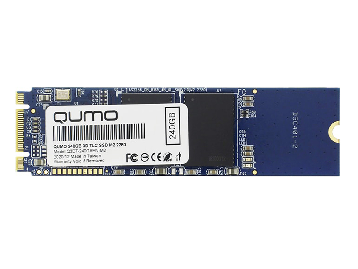  Внутренний SSD-накопитель Qumo Novation 240GB, M.2 2280, SATA-III, 3D TLC, Черный Q3DT-240GAEN-M2 OEM