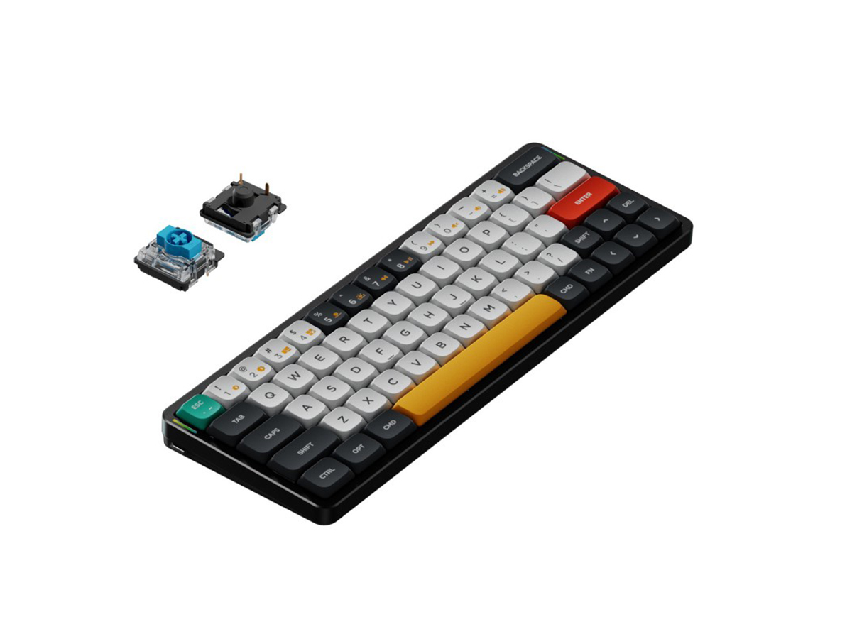 Клавиатура беспроводная механическая Nuphy AIR60, low profile gateron Blue Switch, Bluetooth, RGB подсветка, 2500мАч, Серый/Белый AIR60-SG2-F