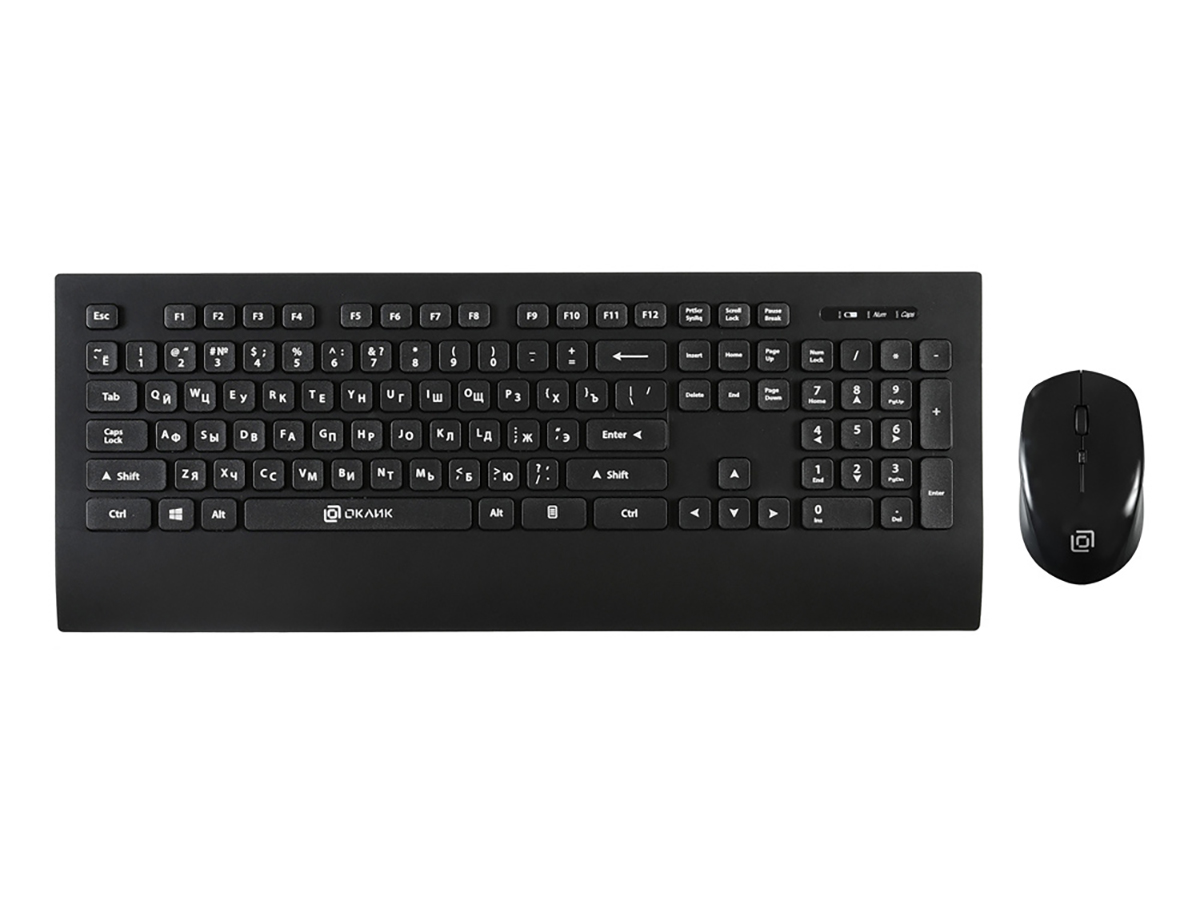 Клавиатура + мышь беспроводная Oklick 222M, Wireless/USB, Черный 1091368
