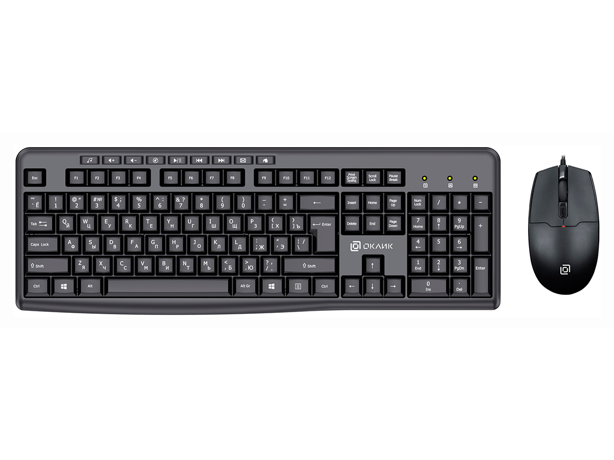 Комплект проводной клавиатура+мышь Oklick S650, USB, Черный 1875246