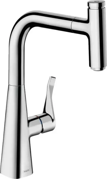 Смеситель для кухонной мойки «Hansgrohe» Metris Select 14857000 с выдвижным изливом хром