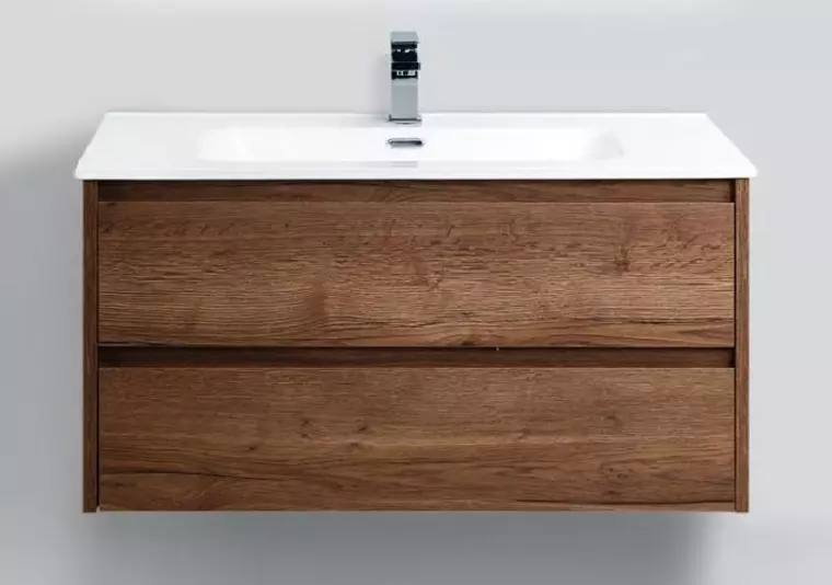 Тумба с раковиной «Belbagno» Kraft 100 (BB1000ETL) подвесная Rovere Tabacco