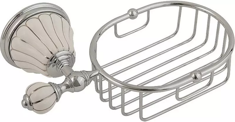 Мыльница «Migliore» Olivia 17564 на стену хром/белая с декором платина
