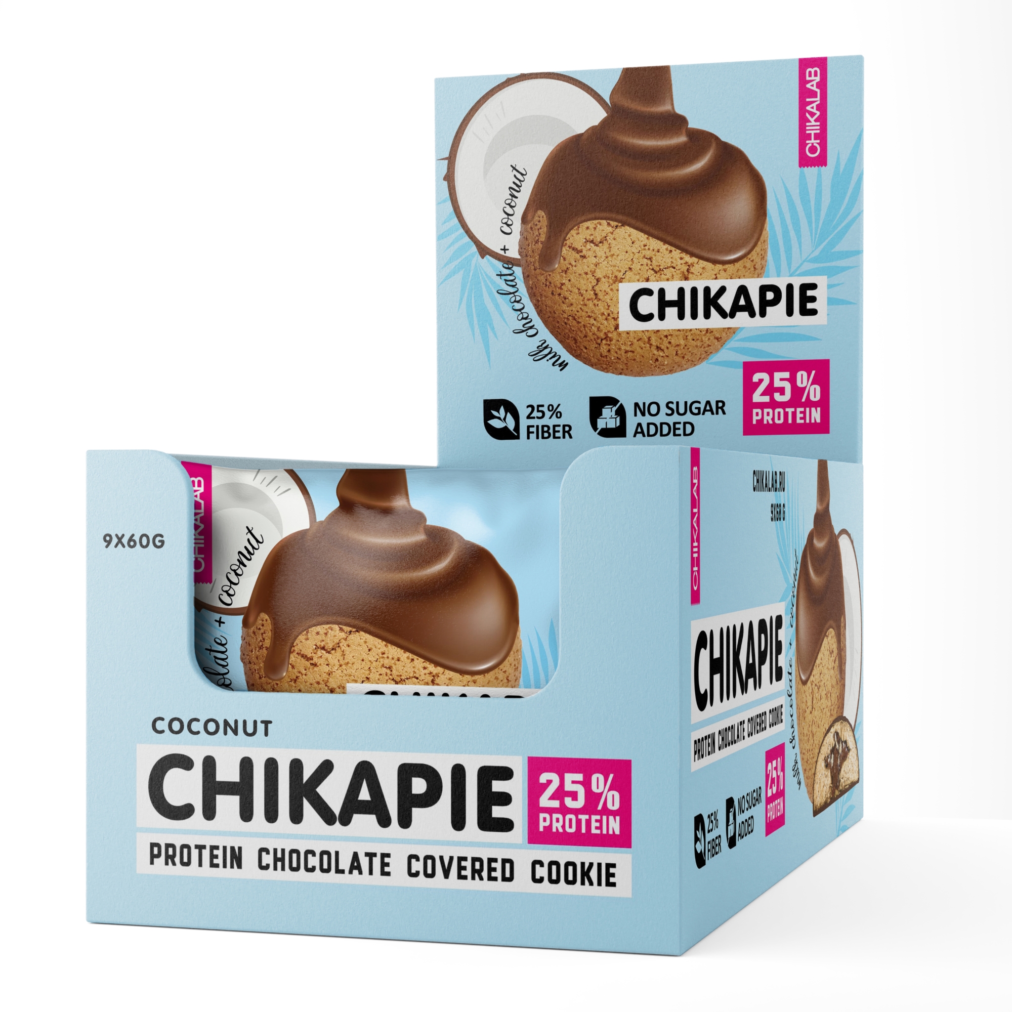 Протеиновое печенье Chikalab в шоколаде без сахара - Кокос с начинкой