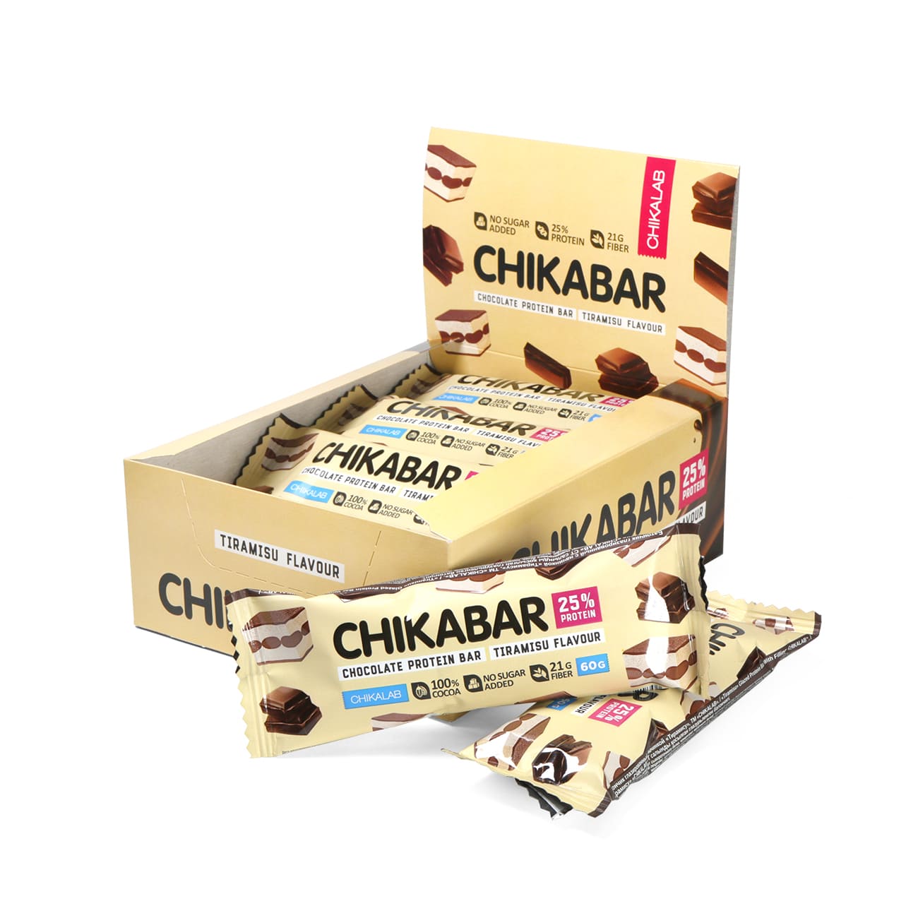 Протеиновый батончик Chikalab – Chikabar - Тирамису с молочной начинкой (12 шт.)