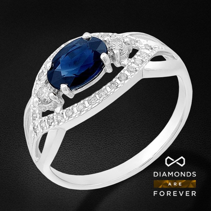 Кольца с сапфирами  Diamonds Are Forever Кольцо с сапфиром, бриллиантами из белого золота 585 пробы