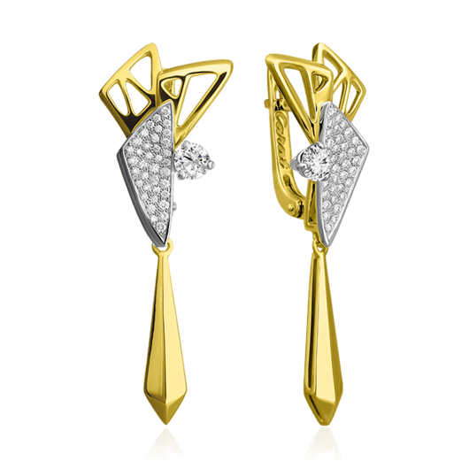   Diamonds Are Forever Серьги с бриллиантами из желтого золота 750 пробы