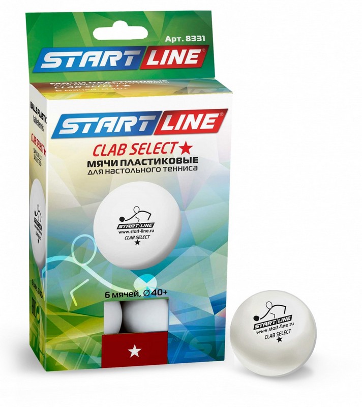  Мячи для настольного тенниса Start Line Club Select 1* 6шт 8331