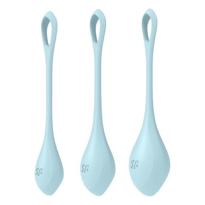 Цельнолитые шарики Набор вагинальных шариков Satisfyer Yoni Power 2, голубой