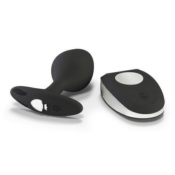 С вибрацией  IntimShop Анальная пробка c вибрацией и электростимуляцией Mystim Rocking S, с пультом ДУ, чёрный