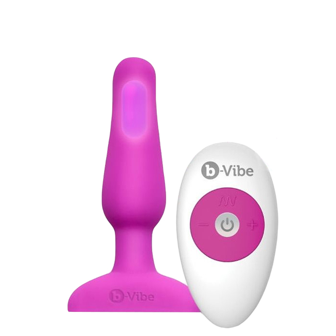 С вибрацией  IntimShop Анальная вибропробка с ДУ b-Vibe Novice, сиреневый