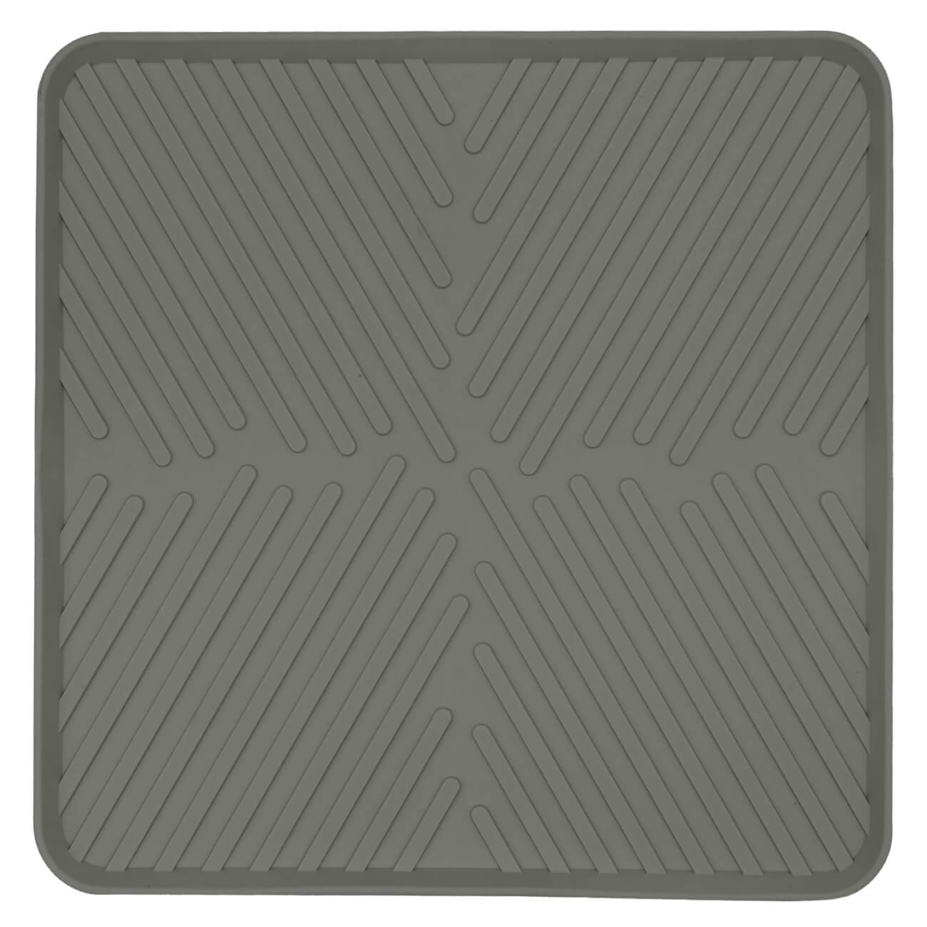 Коврик для сушки посуды, 30x30 см, резина, серый, Assist