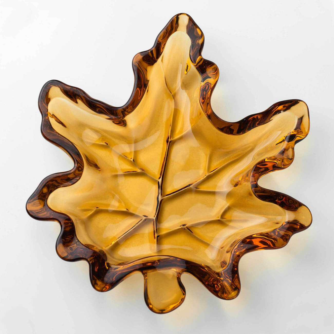   Kuchenland Блюдо, 23х21 см, стекло, янтарное, Кленовый лист, Leaves