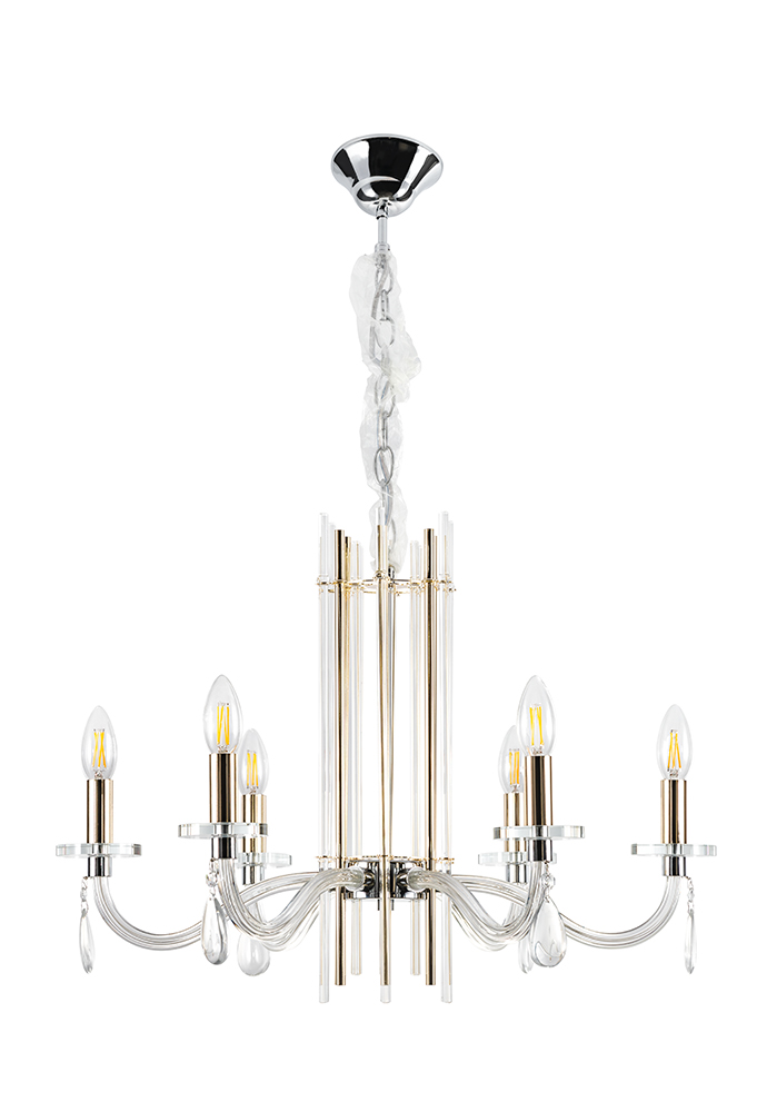 Подвесные люстры Подвесная люстра Crystal Lux Aurelio AURELIO SP6 GOLD+CHROME/TRANSPARE