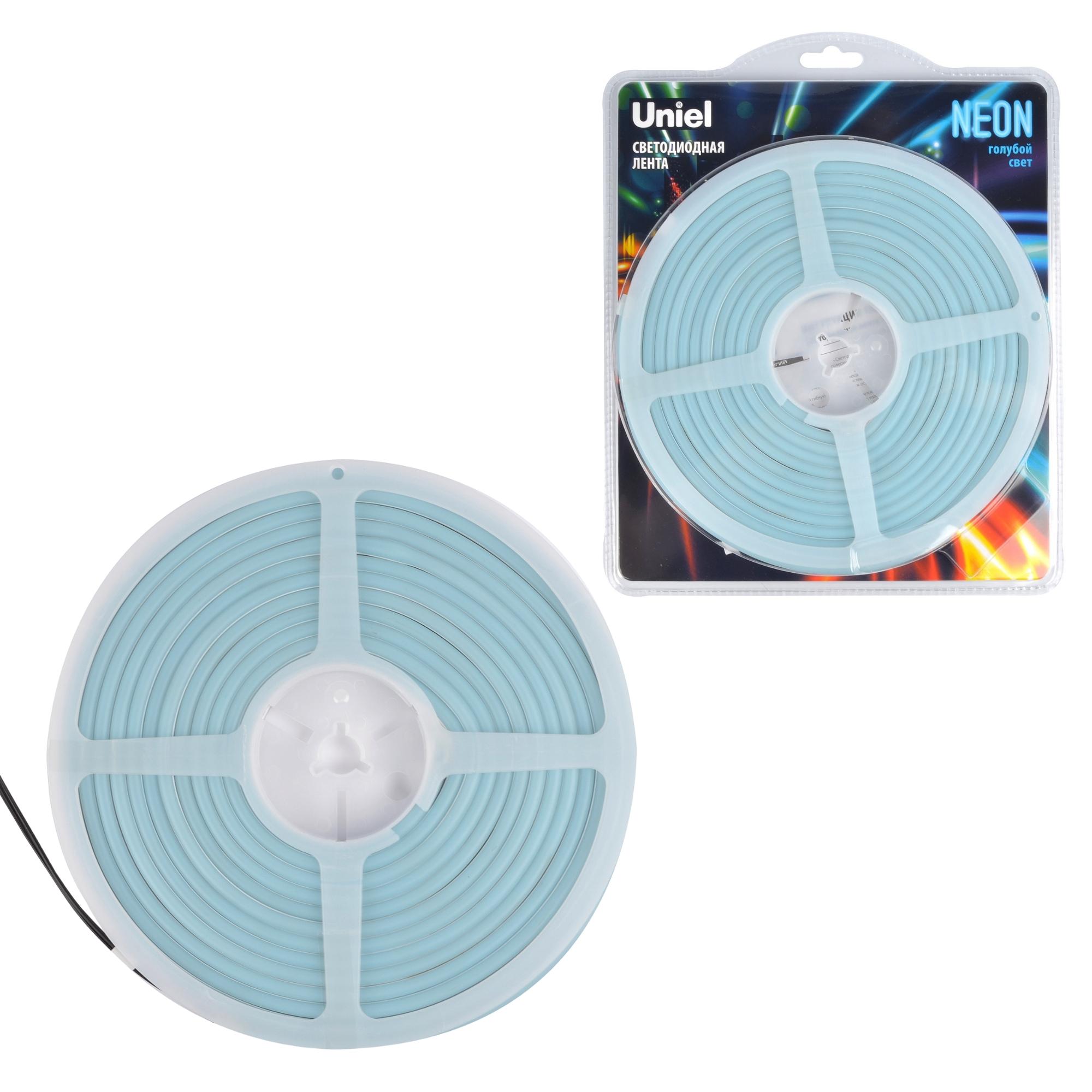 LED лента Uniel ULS-N01-2835-120LED/m-6mm-IP67-DC12V-9W/m-5M-LIGHTBLUE