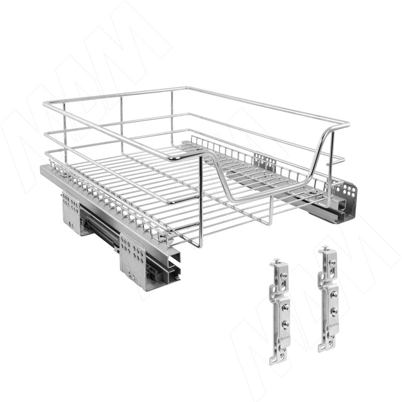 BARRA Корзина одноуровневая 450мм с креп.к фасаду, направляющие полн. выдвижения, плав. закрывания, хром (PKA451SLCH)