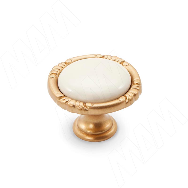 Ручка-кнопка золото матовое Милан/керамика молочная (WPO.48.01.00.000.R8)