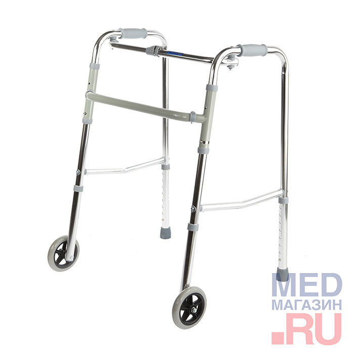  R Wheel Опора-ходунок на 2-х колесах (5'') с шагом/без шага, Хром