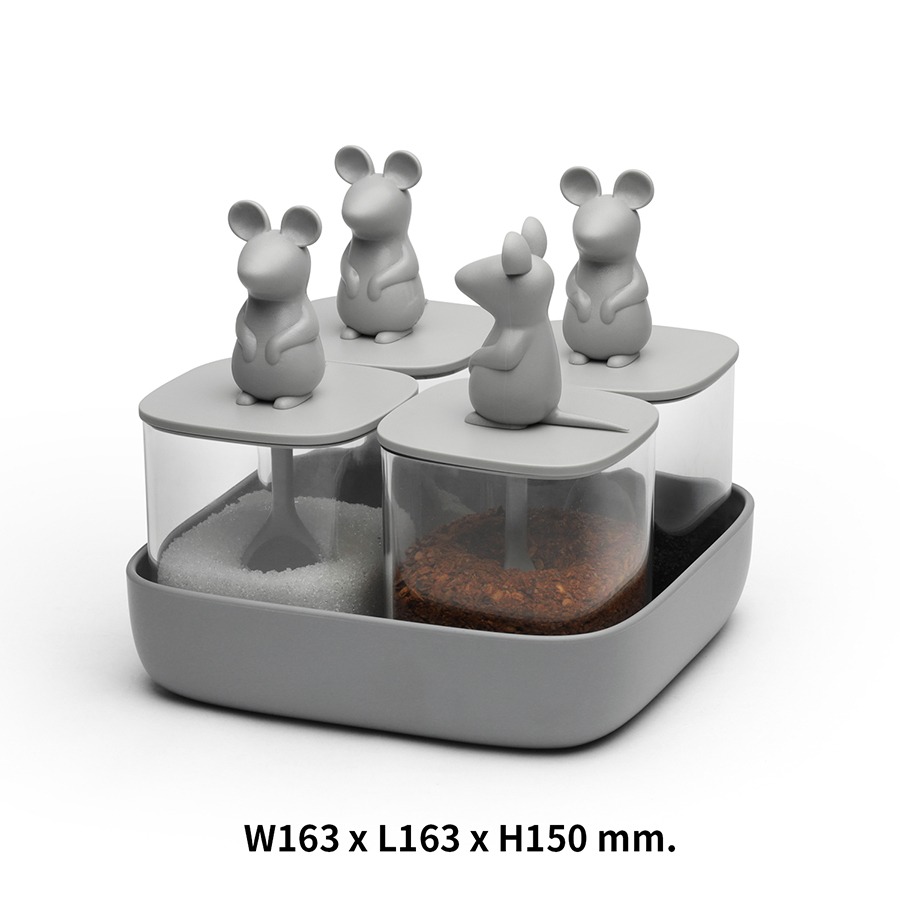 Набор банок для сыпучих продуктов Lucky Mouse Seasoning, 4 шт
