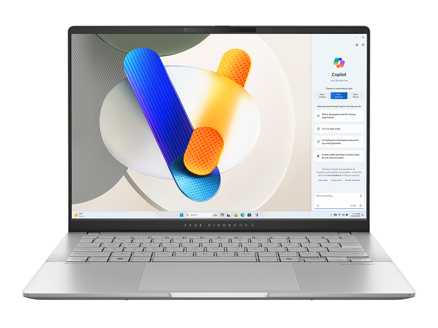  Ноутбук ASUS VivoBook S 14 OLED M5406WA-PP086W 90NB14P1-M004N0 (14, Ryzen AI 9 HX 370, 32Gb/ SSD 1024Gb, Radeon 890M Graphics) Серебристый