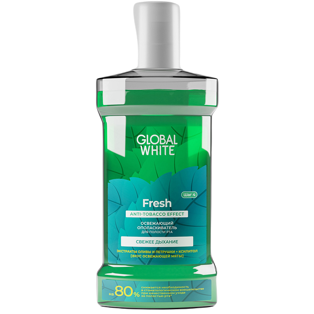 Ополаскиватели/Спреи Global White Освежающий ополаскиватель для полости рта Fresh, 300 мл (Global White, Поддержание результата)