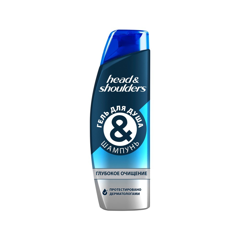 Гель для душа - шампунь для волос Head and Shoulders  глубокое очищение  с древесным углем и ментолом 360мл