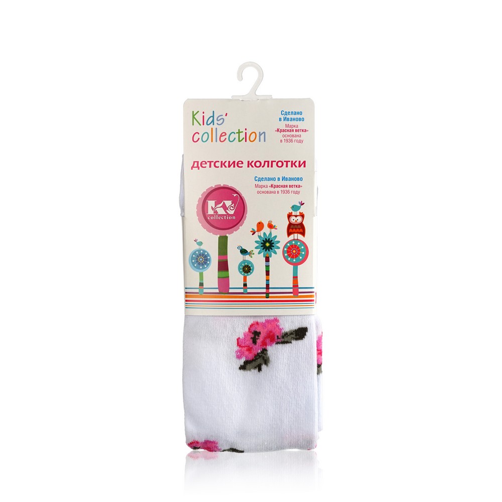   Улыбка радуги Детские колготки Красная ветка Kids Collection с-857  Цветы  Белый р.110-116