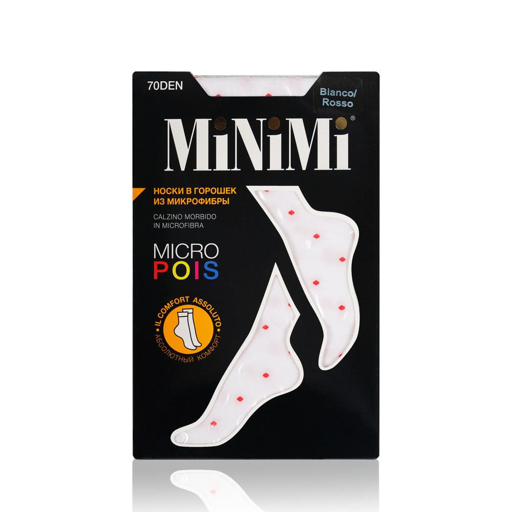 Женские носки из микрофибры Minimi Micro Pois 70den Bianco / Rosso ( в горошек )
