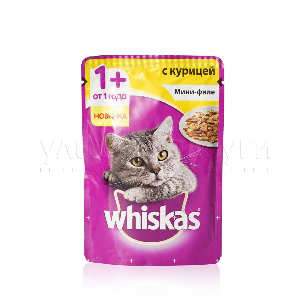 Влажный корм для взрослых кошек Whiskas мини-филе с курицей 85г