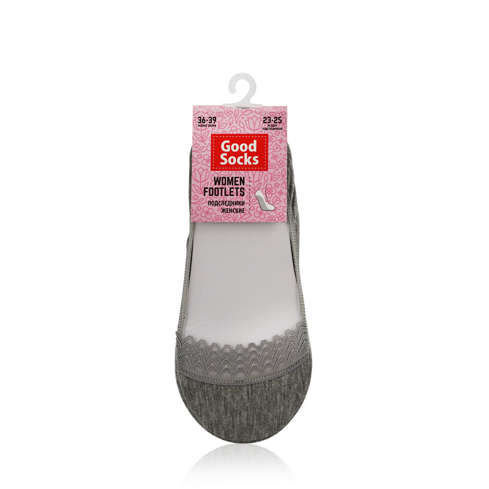 Подследники Good Socks трикотажные , с кружевом , SS19/16 , серые
